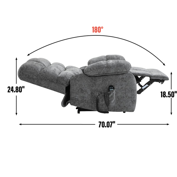 English Elm Lift Power Recliner Chenille Chair Dual Motor Massage Heat 350 Lb Capacity Living Room Grey W3224P288618