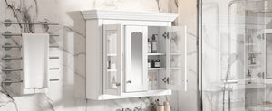 English Elm 35" Bathroom Medicine Cabinet with Mirror — 5 Adjustable Shelves, Wall-Mounted Storage, Modern White Elegance N710P264306K