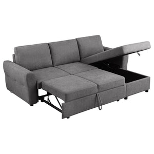 English Elm Kenna Grey Tufted Sleeper Sectional Sofa with Storage Ottoman, Rounded Arms, Smooth Cushions (97) B062S01106