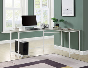 English Elm Bambina L-Shape Corner Computer Desk with Beveled Edge, Durable Metal Frame, Mobile CPU Holder Gray,White 52 L x 22 W x 6 H B2726P265740
