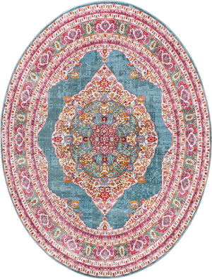 Unique Loom Baracoa Regla Machine Made Border Rug Turquoise, Ivory/Olive/Orange/Red/Violet/Pink 7' 10" x 10' 0"