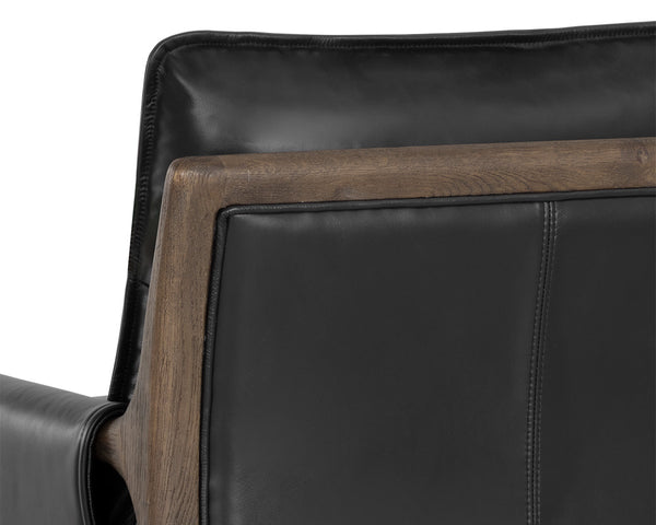 Sunpan Mauti Armchair - Luxurious 100% Bovine Leather with Elegant Wood Frame for Timeless Comfort and Style Distressed Brown / Cortina Black Leather