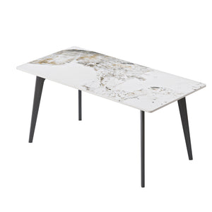 English Elm 62.99" Modern Artificial Stone Dining Table With Black Metal Legs - Stylish, Durable, Seats 6 Comfortably W1535S00514