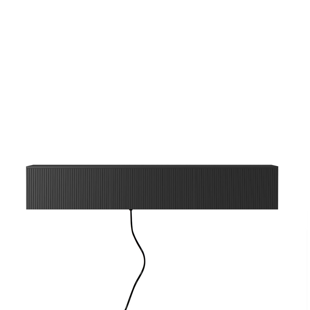 English Elm Floating TV Stand Wall Mounted with 16-Color LED Accent Lights, Modern 69" Floating Cabinet with Ample Storage and Sturdy MDF Build Black 74.8 L x 21.46 W x 5.51 H W1321P292553