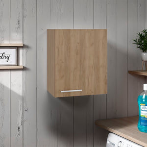 English Elm So- Hi Melamine Wall Cabinet Single Door Slim Storage for Kitchen or Laundry Room Beige B128P485402