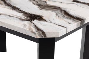 English Elm Jasper Faux Panda Marble Coffee Table with Solid Wood Base, Clipped Corners & Contemporary Flair Black+Ivory 29 L x 29 W x 6.5 H B201P296302