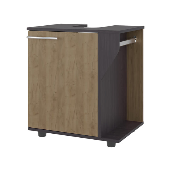 English Elm Phillips Under Sink Cabinet Black with Rear Cut-Out, Double Door Storage, Modern Slim Design B200P374503