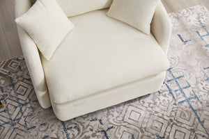 English Elm 360° 360 Swivel Oversized Chenille Armchair with Pocket Spring Seat and Three Throw Pillows Beige W1361S00074