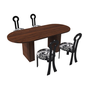 English Elm 62.9" Oval Walnut Veneer Dining Table Seats Six Modern Farmhouse Waterproof Surface W2700S00146
