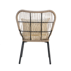 English Elm Christopher Knight Home® - SOUTHPORT Woven Rope Club Chair with Steel Frame, Water‑Resistant Cushions & Bohemian Outdoor Style Brown+Beige 62329.00CBRN