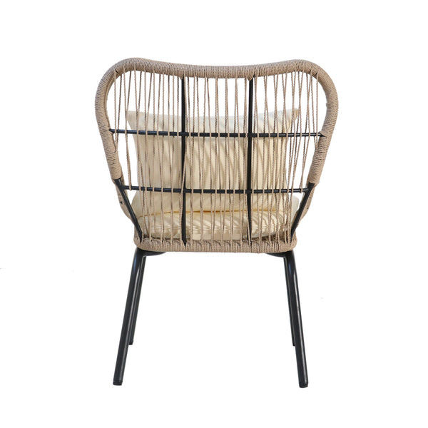 English Elm Christopher Knight Home® - SOUTHPORT Woven Rope Club Chair with Steel Frame, Water‑Resistant Cushions & Bohemian Outdoor Style Brown+Beige 62329.00CBRN