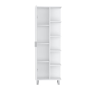 English Elm Keller Slim Linen Cabinet 63" H White – 1 Door, 9 Adjustable Shelves, Elegant Durable Storage Solution B097P199738