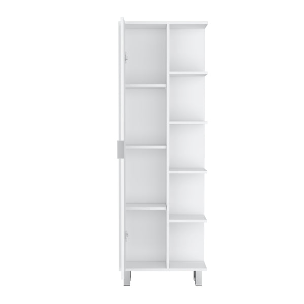 English Elm Keller Slim Linen Cabinet 63" H White – 1 Door, 9 Adjustable Shelves, Elegant Durable Storage Solution B097P199738