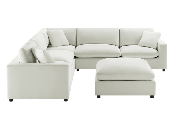 English Elm Caylie Modular 6-Piece Sectional In Ivory - Versatile Comfort, Family-Friendly, Plush Seating Solution B050S00030