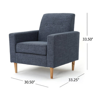 English Elm Christopher Knight Home® - CLUB Modern Fabric Club Chair with Plush Polyester Upholstery and Rubber Wood Legs for Living Room Comfort Dark Blue 31.5 L x 28.5 W x 18.75 H 61237.00DBL