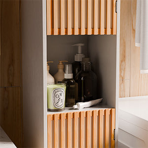 English Elm Bathroom Tall Storage Cabinet With Bamboo Doors - Space-Saving, Stylish, And Moisture-Resistant Design W2992P233445