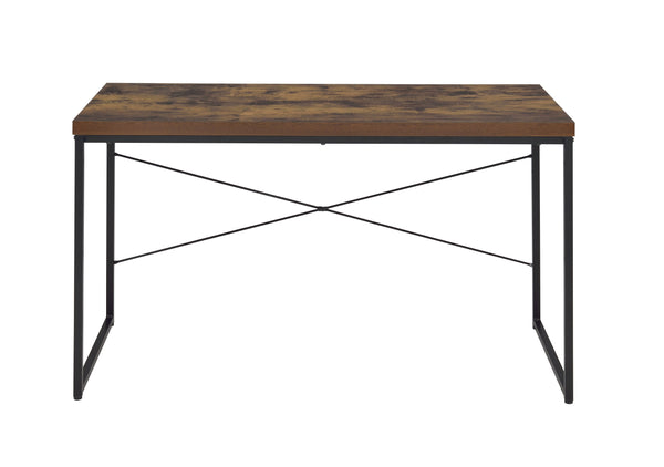 English Elm Bob Weathered Oak Writing Desk with Black Metal U-Legs — 47" Durable Paper Veneer Top, 70 lb Capacity B2726P256366
