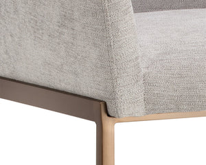 Sunpan Gesa Modern Barstool with Antique Brass Frame and Durable Performance Fabric for Elegant Dining Spaces Polo Club Stone