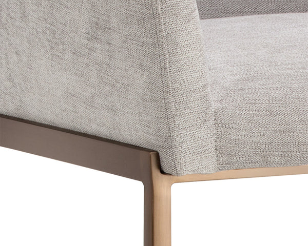 Sunpan Gesa Modern Barstool with Antique Brass Frame and Durable Performance Fabric for Elegant Dining Spaces Polo Club Stone