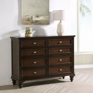 English Elm Berwick Eight Drawer Oak Veneer Dresser with Gunmetal Hardware for Classic Bedrooms B062P440098