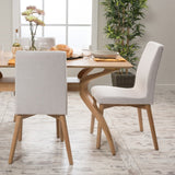 Christopher Knight Home® Orrin Dining Chairs - Set of 2, Light Beige Fabric, Oak Finish