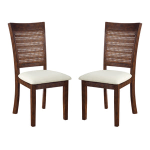 OSP Home Furnishings Walden Cane Back Dining Chair  - Set of 2 Linen / Burnt Brown