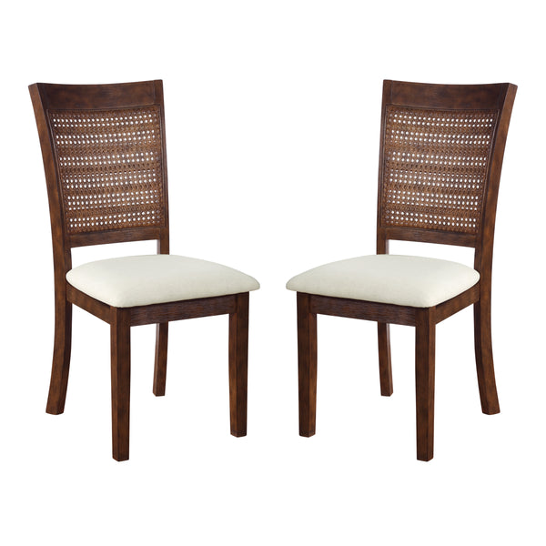 OSP Home Furnishings Walden Cane Back Dining Chair  - Set of 2 Linen / Burnt Brown