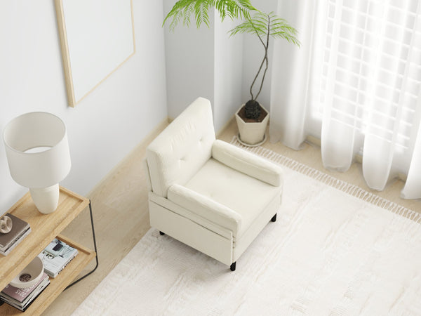 English Elm Ivory Multi-Functional Adjustable Sofa - Stylish Loveseat, Recliner & Cozy Guest Bed Solution W570P195334