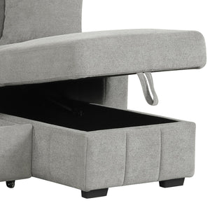 English Elm U_style Modular Sectional Sleeper Sofa with Storage Chaise and Cup Holders for Living Room Grey WY000467AAE