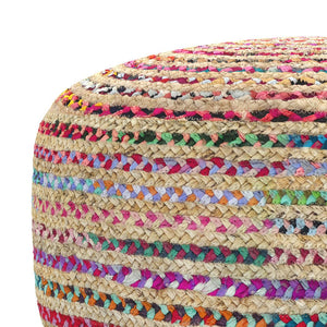 English Elm Margo Large Round Pouf Multicolor Jute Handcrafted Boho Ottoman 32" Plush Polystyrene Seat Accent B136P284187