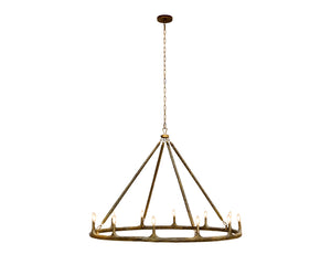 Sunpan Wolfgang Chandelier - Rustic Sophistication With Hand-hammered Antique Brass Finish For Unique Decor Gold Aluminum 111702