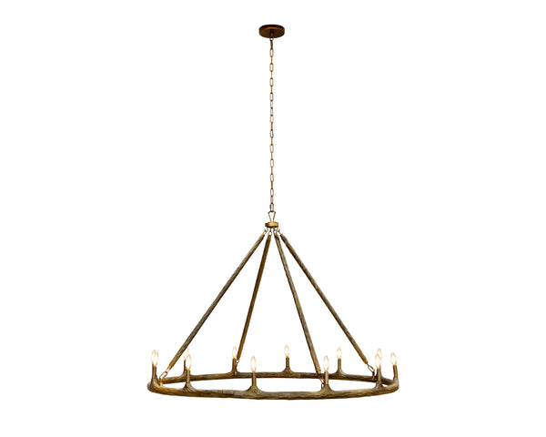 Sunpan Wolfgang Chandelier - Rustic Sophistication With Hand-hammered Antique Brass Finish For Unique Decor Gold Aluminum 111702