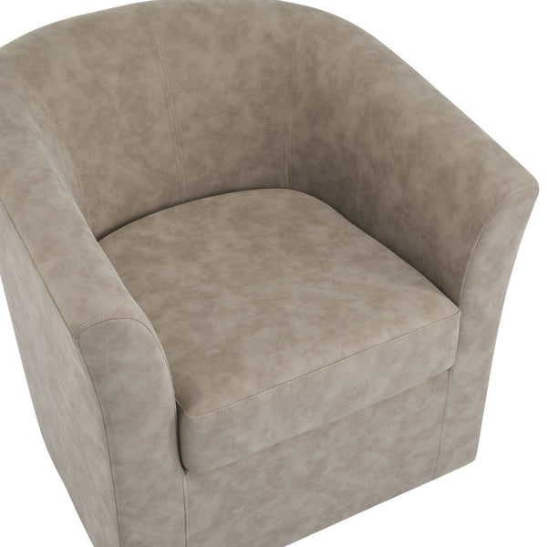 English Elm Christopher Knight Home® - Wilmore Faux Leather Swivel Barrel Chair with 360° Rotation, Tub Design, Gold-Accent Finish, No Assembly Required Apricot 32 L x 30.75 W x 29 H N776P246091I