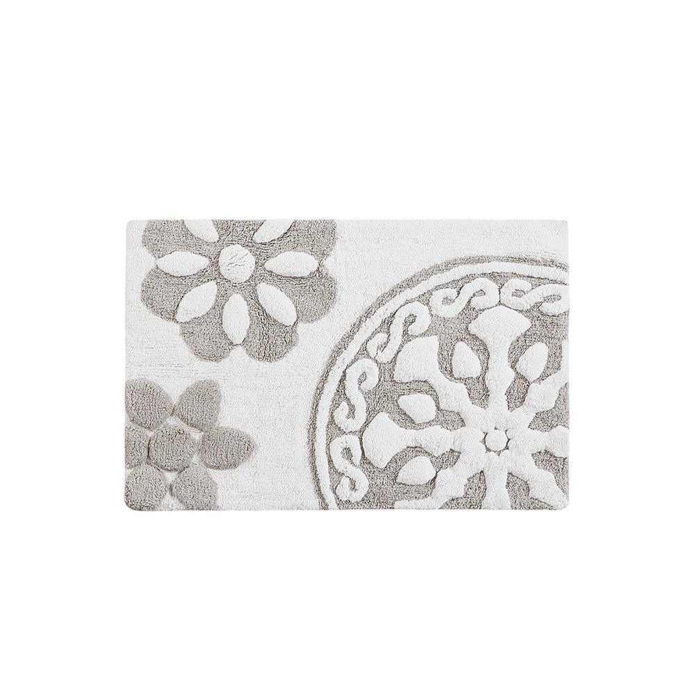 JLA Home Madison Park - Medallion Tufted Cotton Bath Rug with Plush Medallion Texture, Machine Washable, Boho Chic MP72-4430