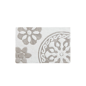 JLA Home Madison Park - Medallion Tufted Cotton Bath Rug with Plush Medallion Texture, Machine Washable, Boho Chic MP72-4430