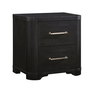 English Elm Modern Charcoal Nightstand - Gilbert Collection Oak Veneer, 2 Dovetail Drawers, Brass Pulls, 26"H Elegance B011P374530
