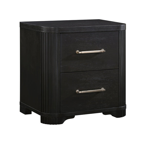English Elm Modern Charcoal Nightstand - Gilbert Collection Oak Veneer, 2 Dovetail Drawers, Brass Pulls, 26"H Elegance B011P374530
