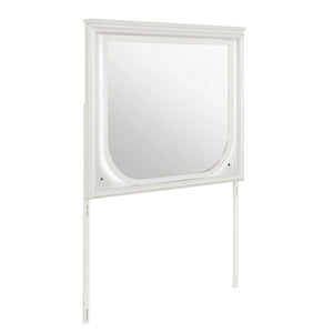 English Elm URIUNI Off White Large LED Mirror with Rich Wood Frame — Solid Wood/MDF, Dresser-Compatible Accessory B201P299629
