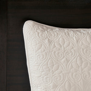 English Elm Reversible Madison Park Quebec Bedspread Set Twin with Quilted Texture, Prewashed Cotton Fill, Antimicrobial Protection Cream 17.72 L x 15.35 W x 6.3 H B03597443