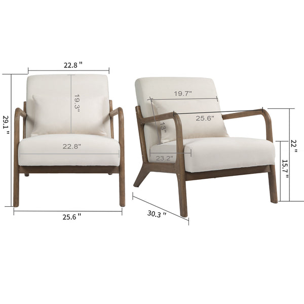 English Elm Mid Century Modern Accent Chair Natural Wood Frame Upholstered with Lumbar Cushion Support W2530P407184