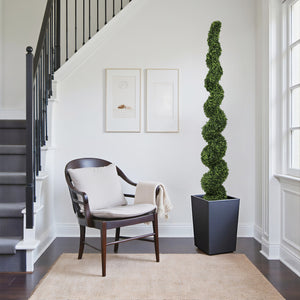 English Elm 7ft Spiral Faux Boxwood Topiary Uv Resistant Artificial Tree for Patio Entryway Decor W2945P389452