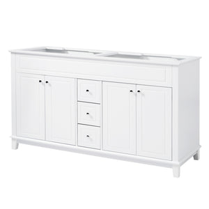 English Elm Christopher Knight Home® - 58" Bathroom Vanity Cabinet Base with Solid Wood Legs, 3 Drawers & 4 Soft-Close Doors, Open-Back Design, Adjustable Anti-Tip Feet, White Finish N759P351759K