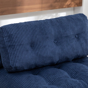 English Elm Folding Floor Sofa Bed Convertible Sleeper Chair with Shredded Foam Corded Fabric Dark Blue W2200P442795