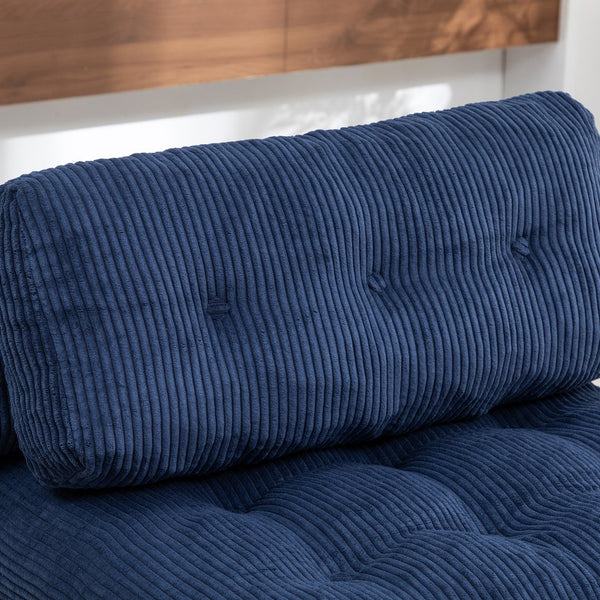 English Elm Folding Floor Sofa Bed Convertible Sleeper Chair with Shredded Foam Corded Fabric Dark Blue W2200P442795