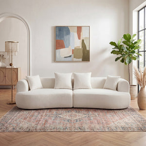 English Elm Modern Arc Sectional Sofa with Boneless Foam Deep Seats for Open Concept Living Rooms White W3728S00011