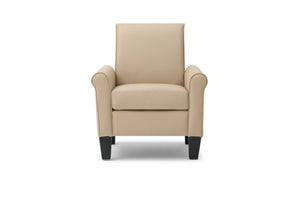 English Elm Vineland High Back Faux Leather Accent Chair with Tailored Piping for Modern Living Beige B078P497925