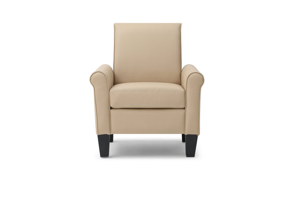 English Elm Vineland High Back Faux Leather Accent Chair with Tailored Piping for Modern Living Beige B078P497925