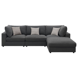English Elm Rhette Charcoal 4-Piece Modular Sectional Set With Ottoman - Stylish Comfort & Versatile Design B062S00996-GIGA
