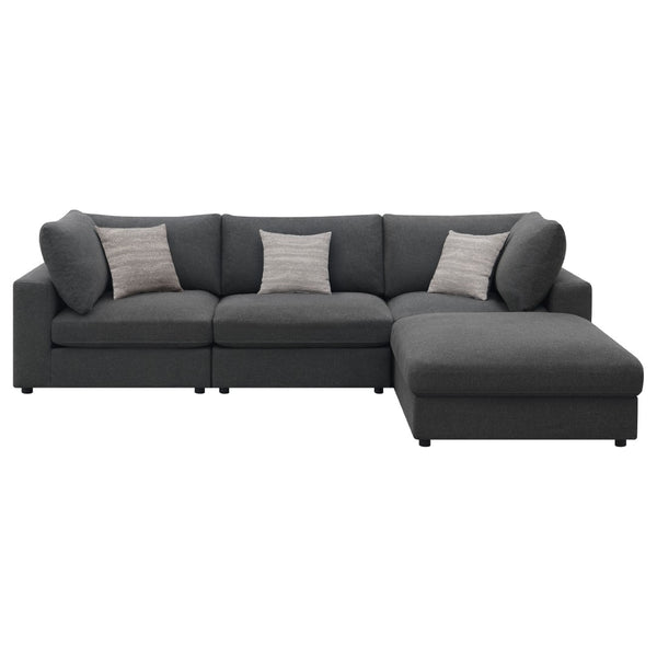 English Elm Rhette Charcoal 4-Piece Modular Sectional Set With Ottoman - Stylish Comfort & Versatile Design B062S00996-GIGA
