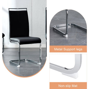 English Elm Table And Chair Set - Modern Marble Pattern Dining Set With 6 Comfortable Black Pu Chairs, 71"X35.4" W1151S02116-GIGA